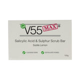 V55 MAX Salicylic Acid, Tea Tree Oil and Sulphur Soap Scrub - Paraben and Cruelty FREE - 100 grams